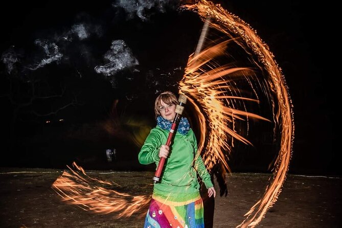 Fire Dancing with Iga - Warm-up and learning the first moves with fire toys