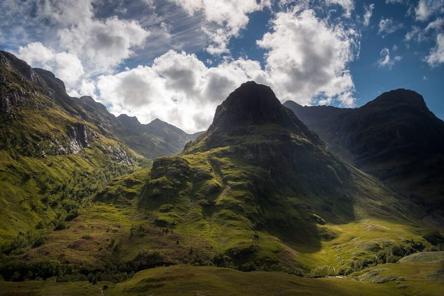 The Three Sisters of Glencoe under cloud
